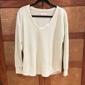 Lou & Grey Pale Green Waffle Knit Long Sleeve Top